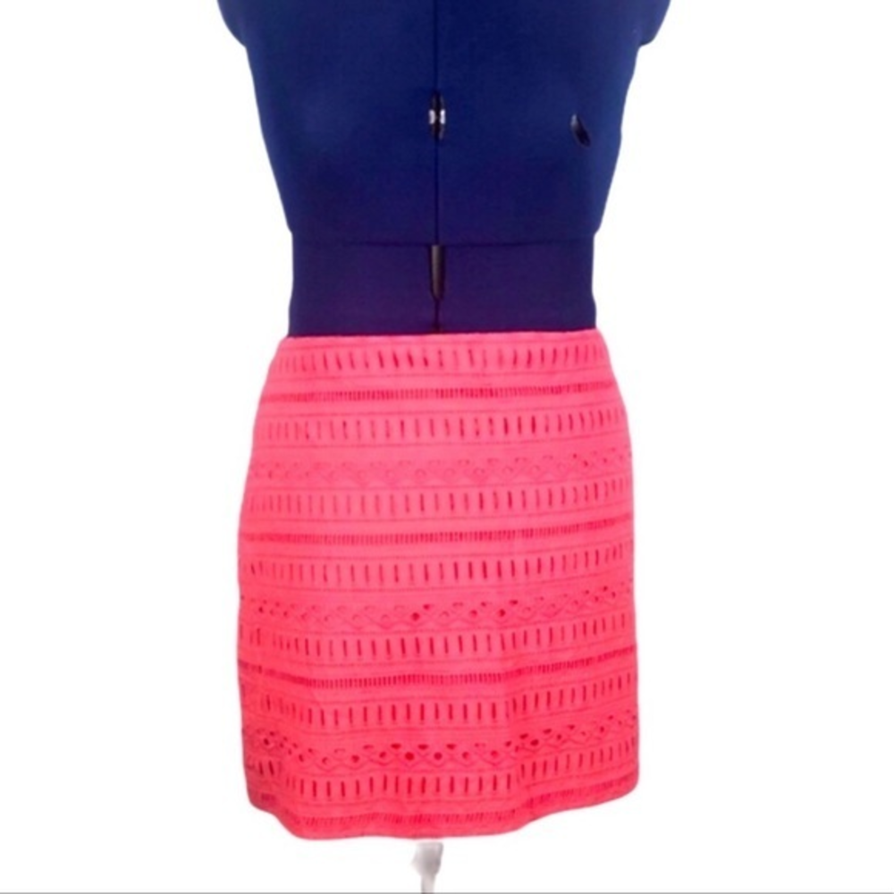NWT Gap 14 bright coral eyelet layer over full lining 100%‎ cotton skirt